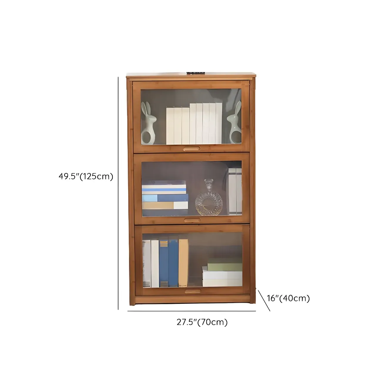 Brown Bamboo Curio Display Cabinet with Glass Door Image - 23