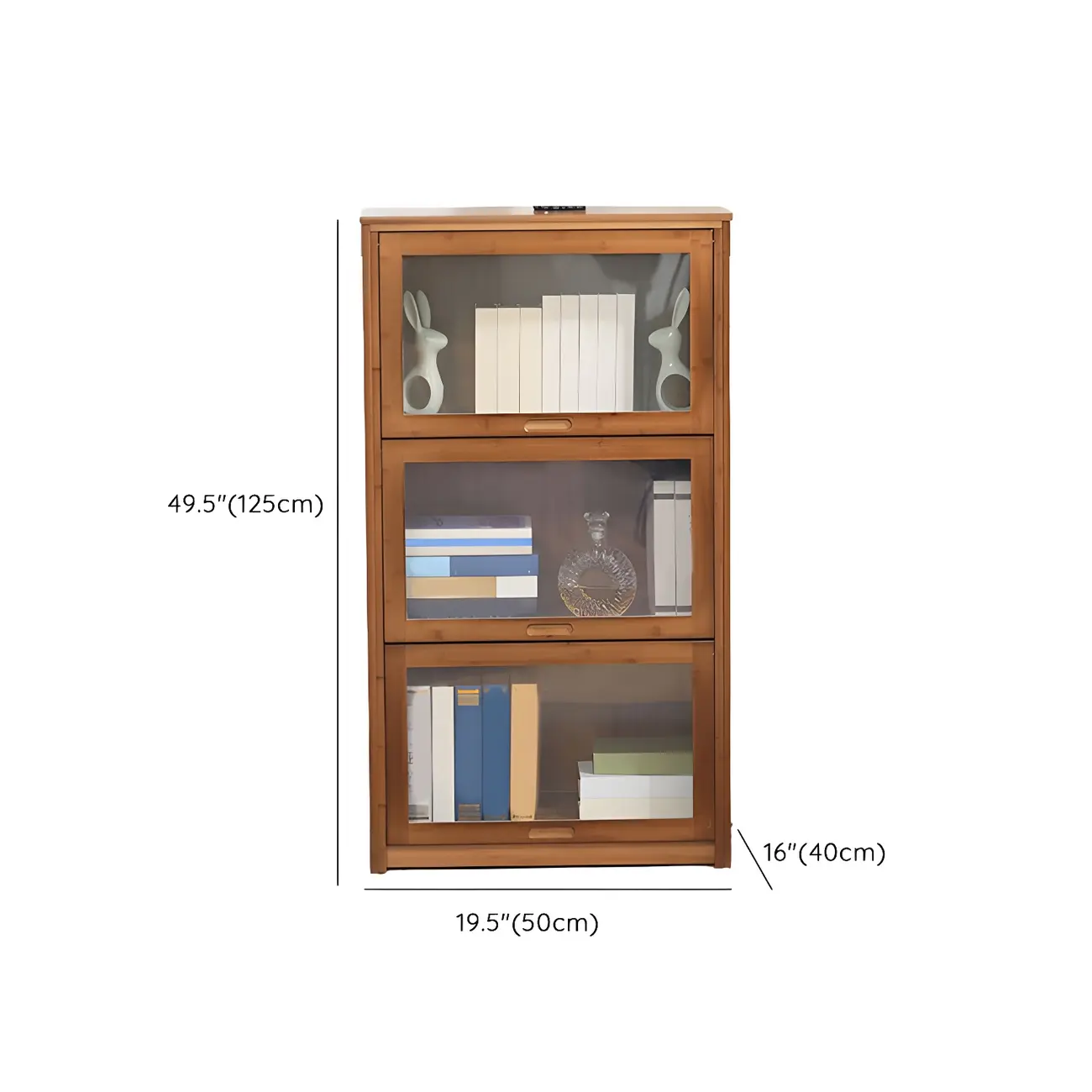 Brown Bamboo Curio Display Cabinet with Glass Door Image - 24 | homeyfad