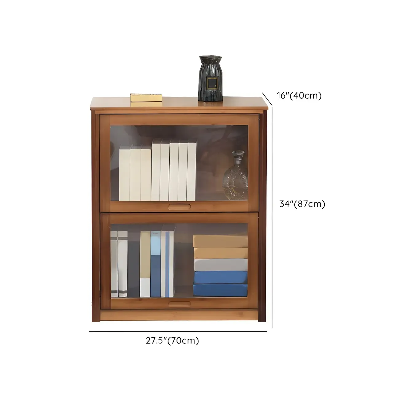 Brown Bamboo Curio Display Cabinet with Glass Door Image - 25