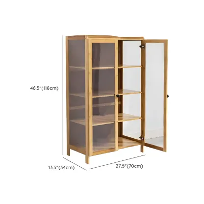 Brown Bamboo Curio Display Cabinet with Glass Door Image - 27