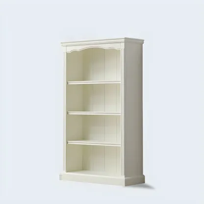 Classic Simple White Rectangular Wood Bookcase Image - 4