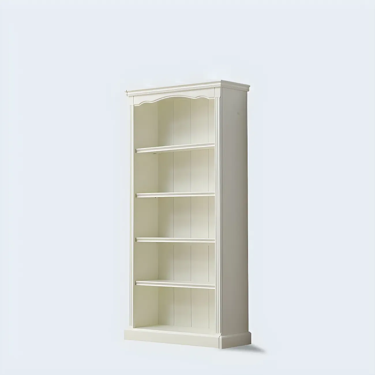 Classic Simple White Rectangular Wood Bookcase Image - 5