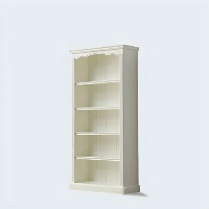 Classic Simple White Rectangular Wood Bookcase Image - 5
