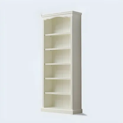 Classic Simple White Rectangular Wood Bookcase Image - 6