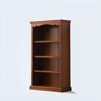 Classic Simple White Rectangular Wood Bookcase Image - 8