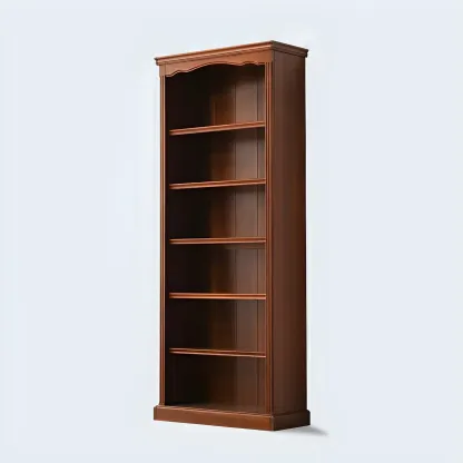 Classic Simple White Rectangular Wood Bookcase Image - 11