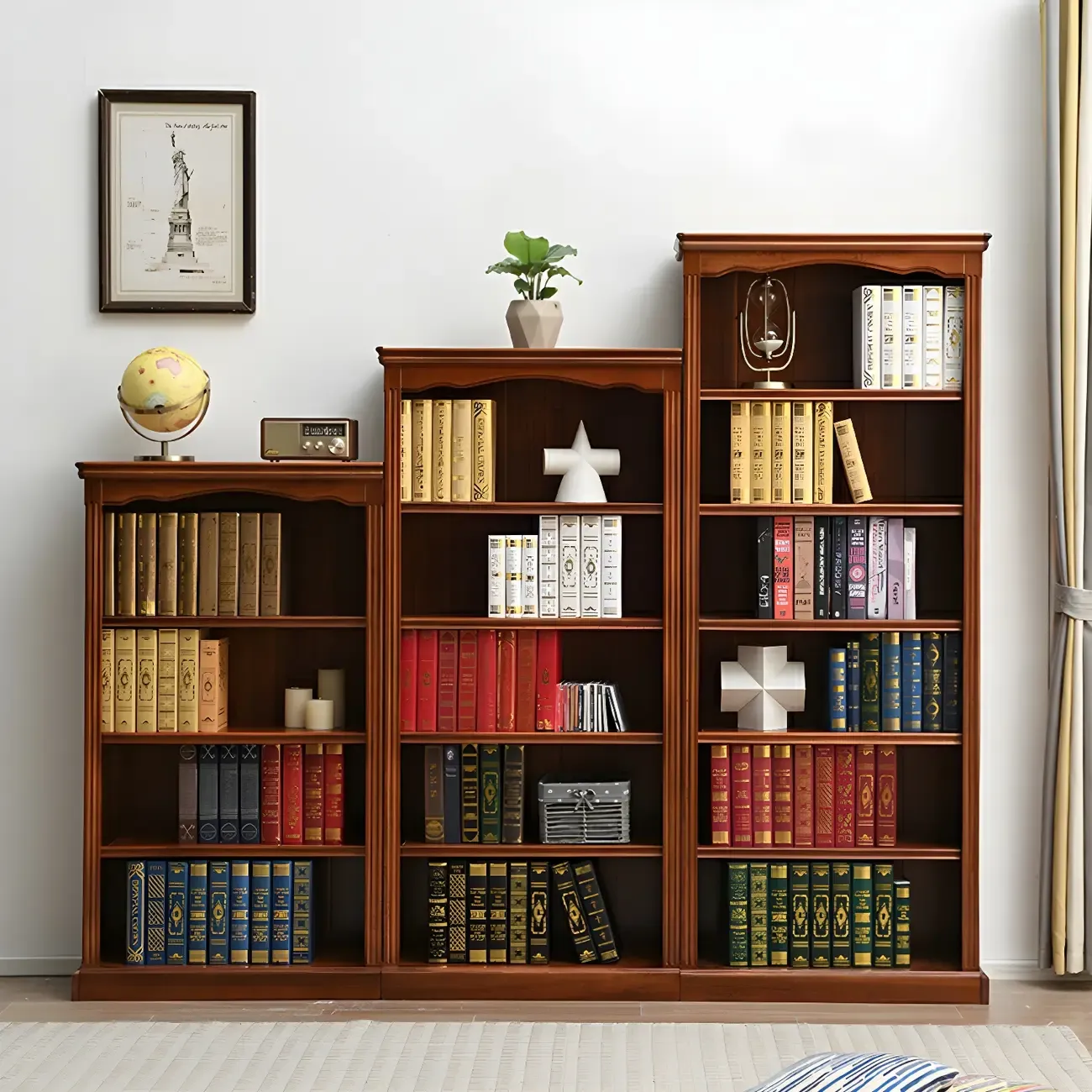 Classic Simple White Rectangular Wood Bookcase Image - 22