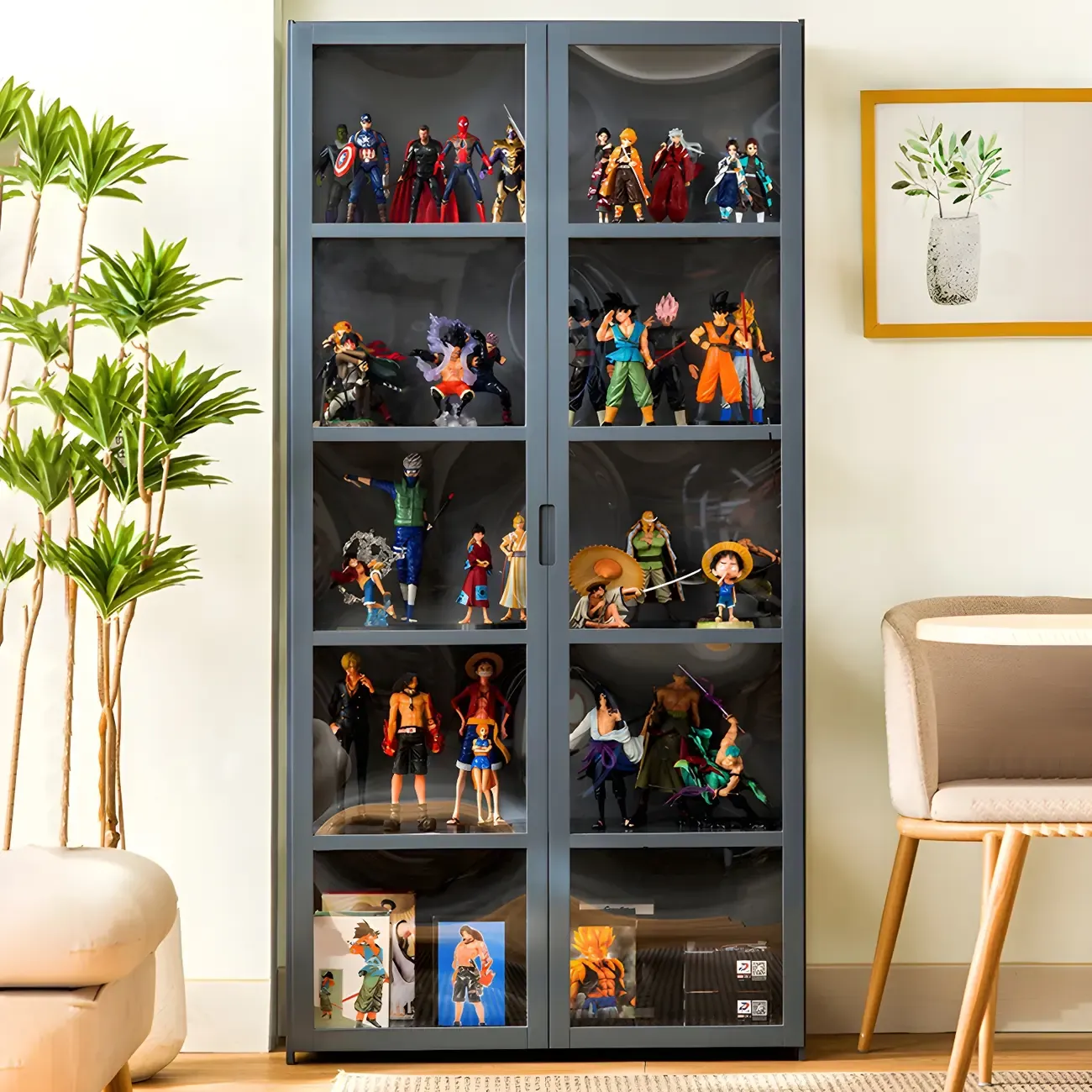Classic Bamboo Display Cabinet with Acrylic Doors for Home Image - 2