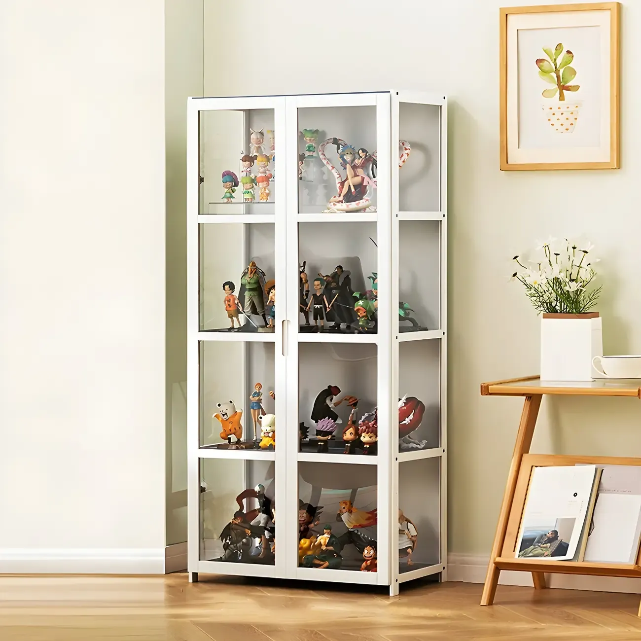 Classic Bamboo Display Cabinet with Acrylic Doors for Home Image - 4