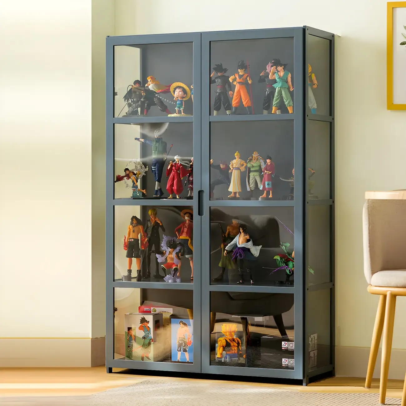 Classic Bamboo Display Cabinet with Acrylic Doors for Home Image - 8