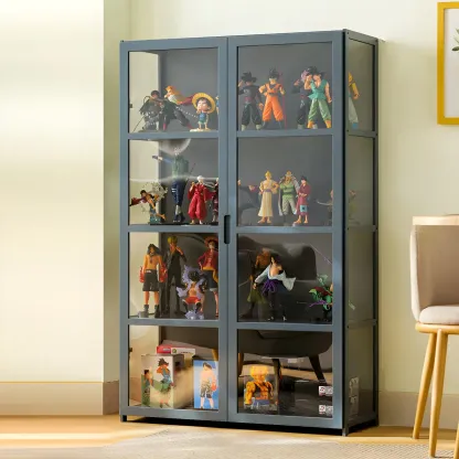 Classic Bamboo Display Cabinet with Acrylic Doors for Home Image - 8