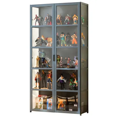 Classic Bamboo Display Cabinet with Acrylic Doors for Home Image - 9