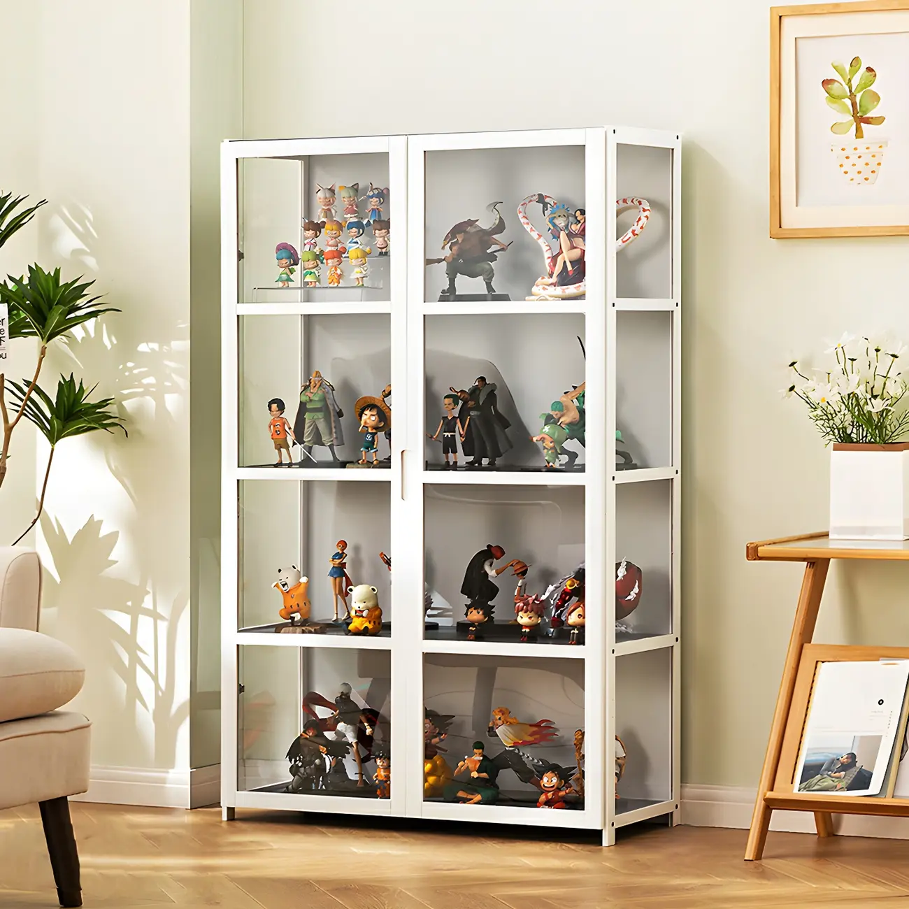 Classic Bamboo Display Cabinet with Acrylic Doors for Home Image - 10 | homeyfad