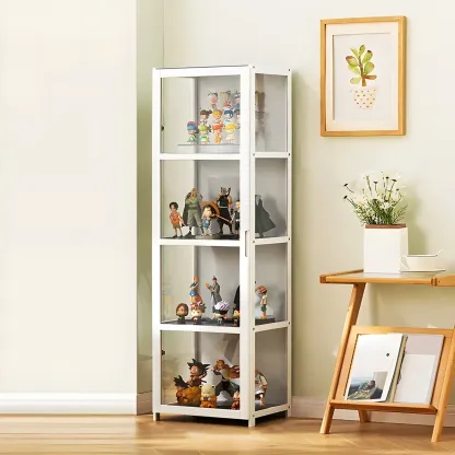 Classic Bamboo Display Cabinet with Acrylic Doors for Home Image - 13