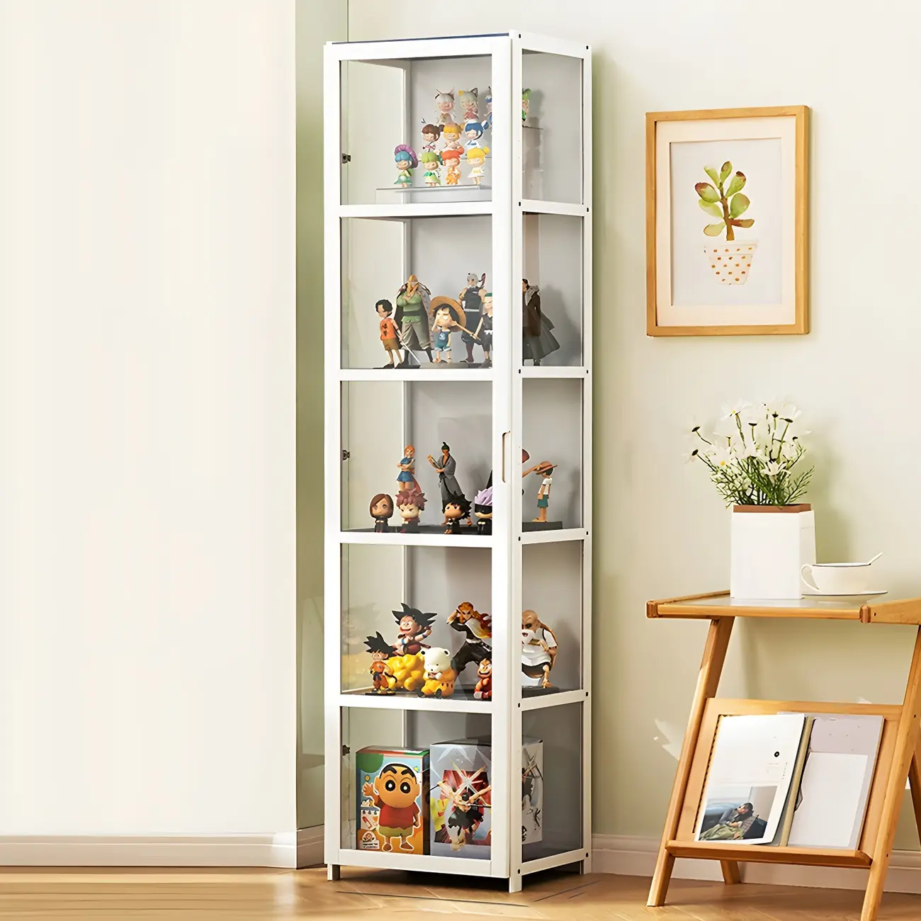Classic Bamboo Display Cabinet with Acrylic Doors for Home Image - 15 | homeyfad