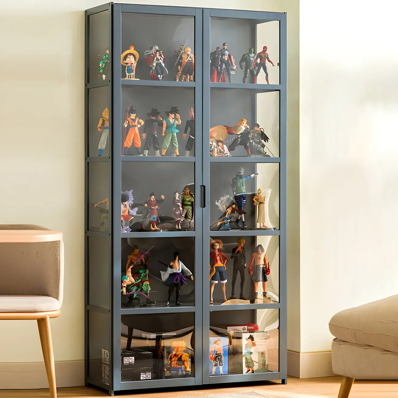 Classic Bamboo Display Cabinet with Acrylic Doors for Home Image - 21