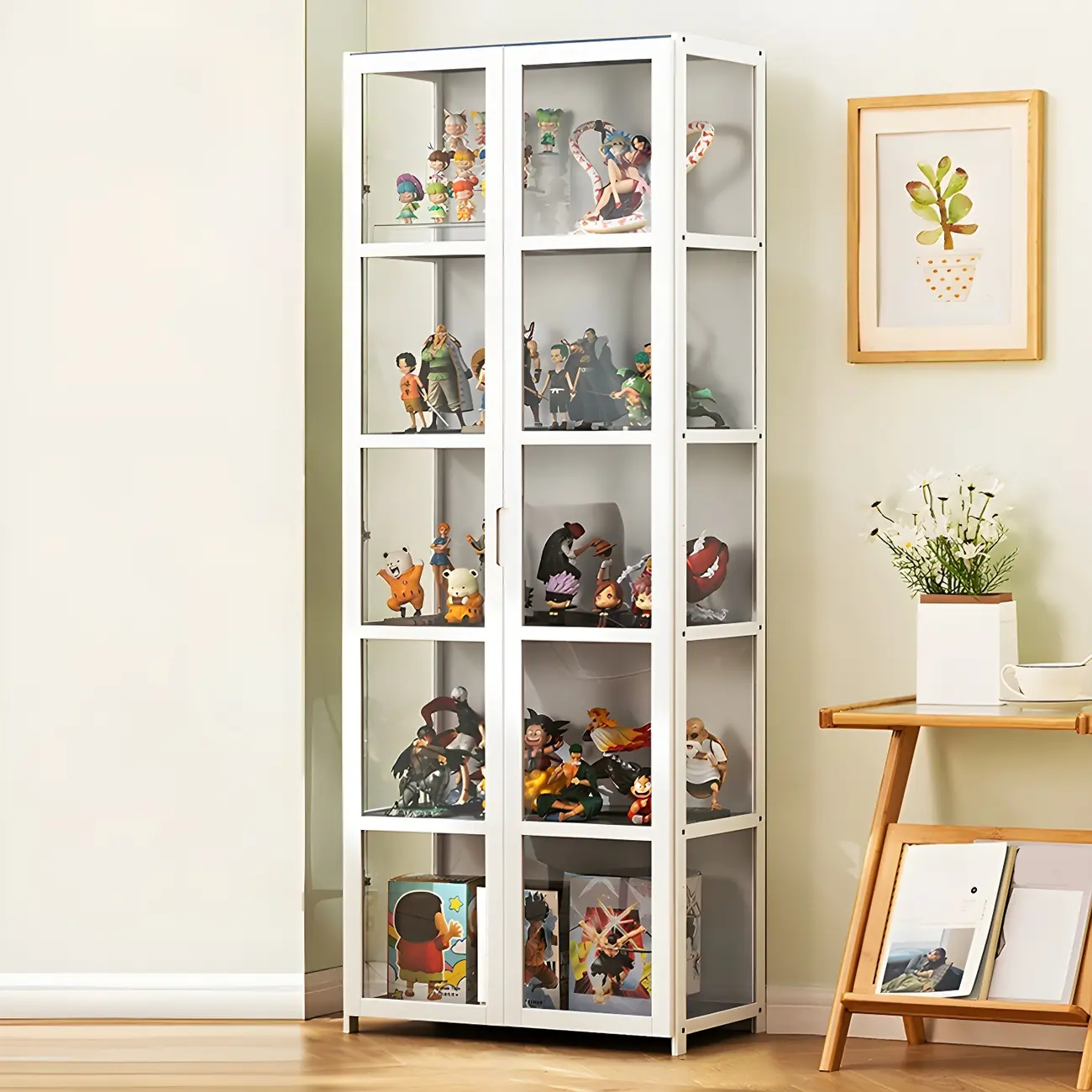 Classic Bamboo Display Cabinet with Acrylic Doors for Home Image - 22 | homeyfad