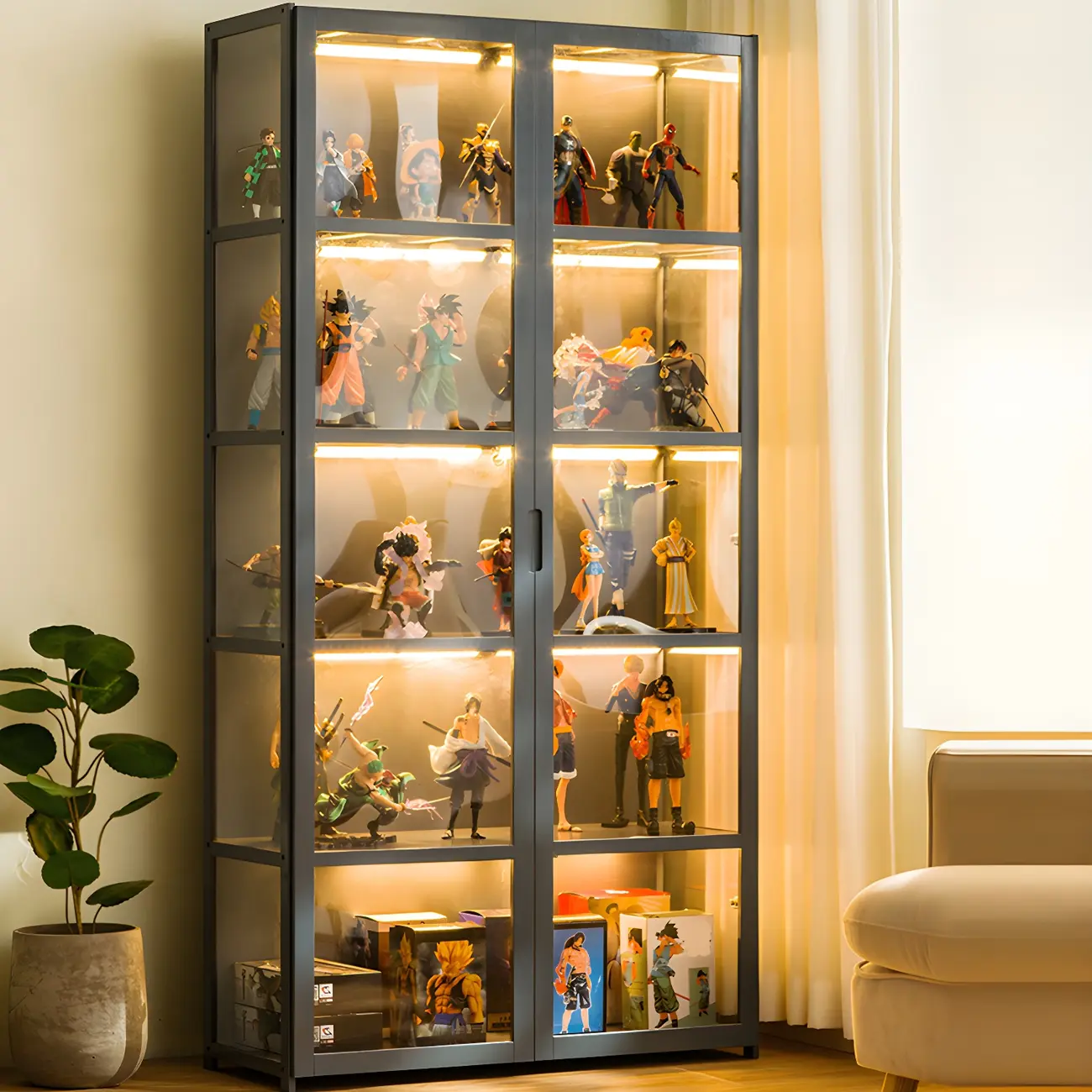 Classic Bamboo Display Cabinet with Acrylic Doors for Home Image - 24 | homeyfad