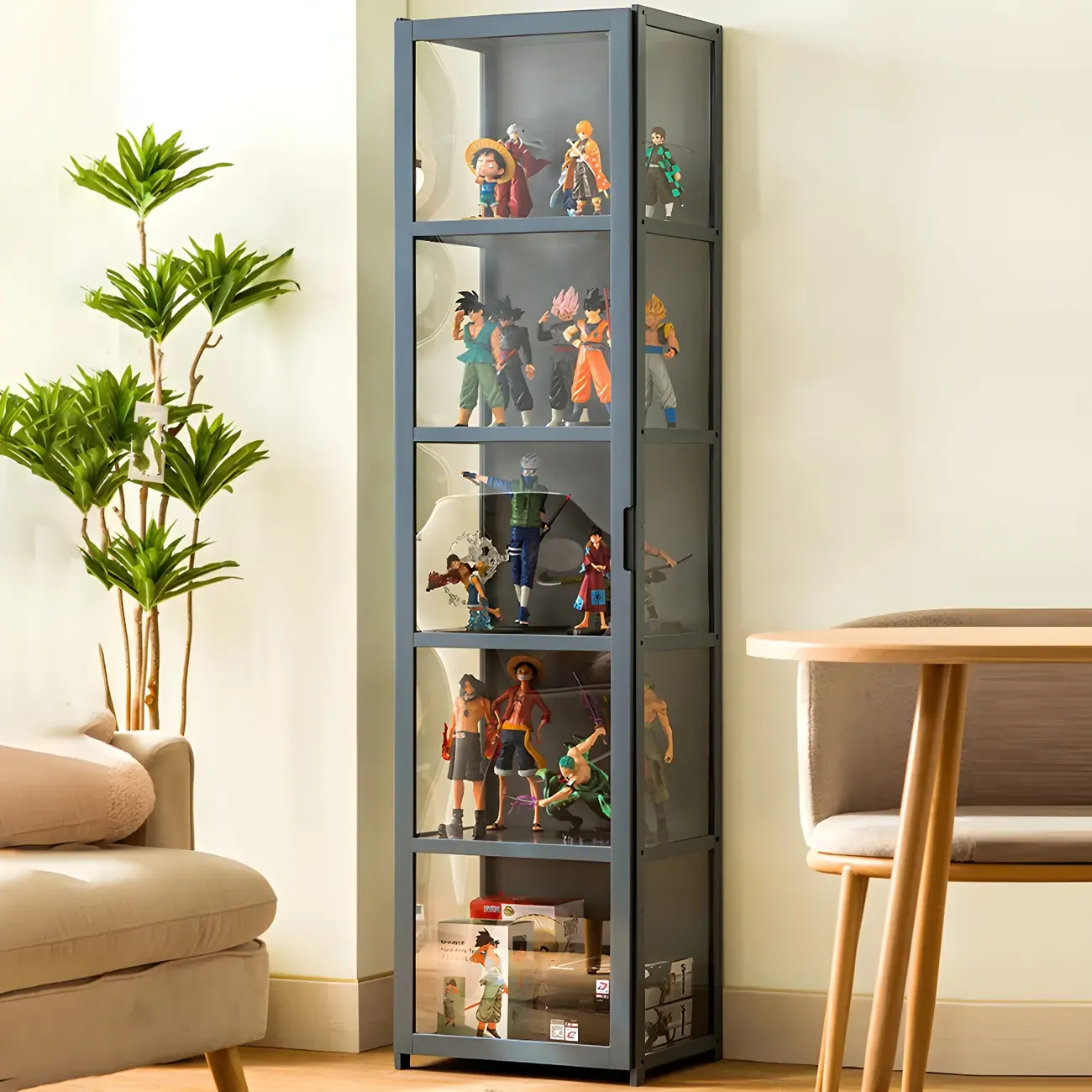 Classic Bamboo Display Cabinet with Acrylic Doors for Home Image - 26