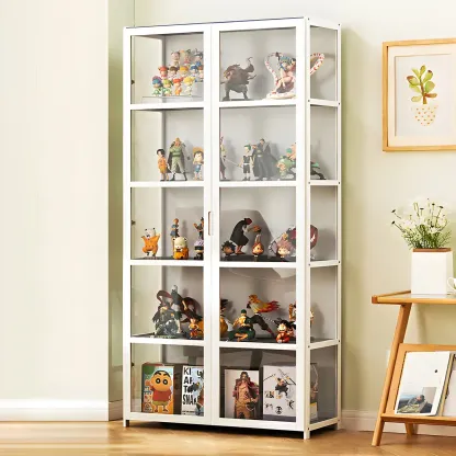 Classic Bamboo Display Cabinet with Acrylic Doors for Home Image - 27