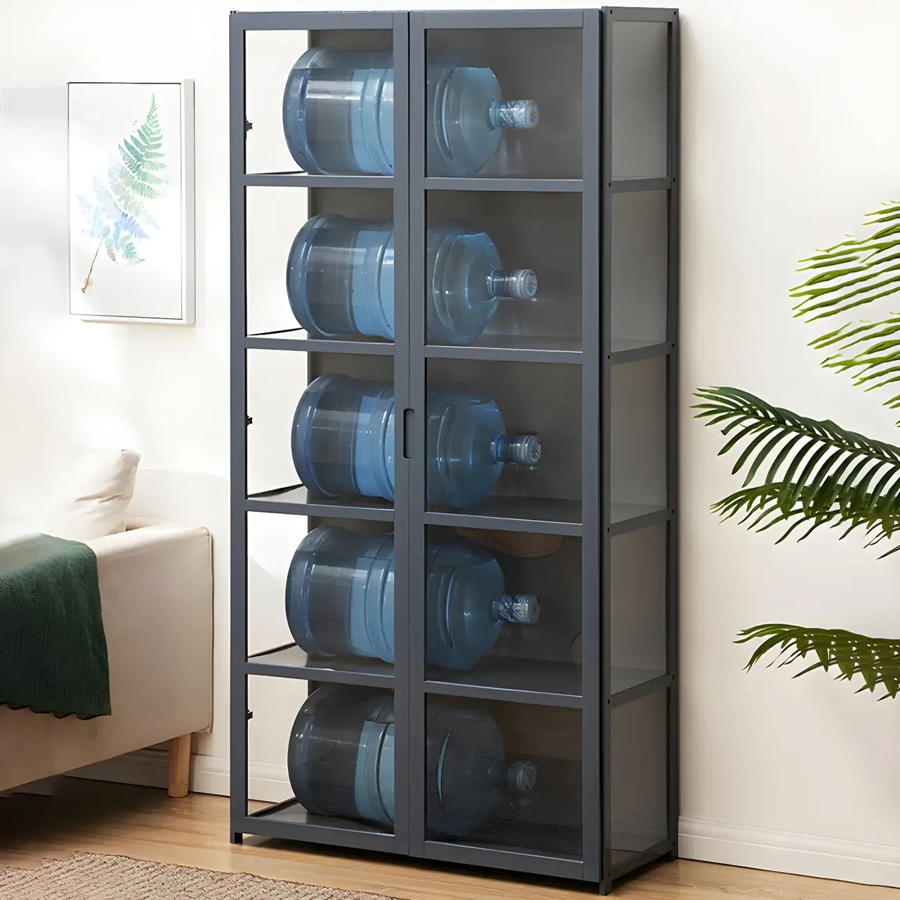 Classic Bamboo Display Cabinet with Acrylic Doors for Home Image - 30