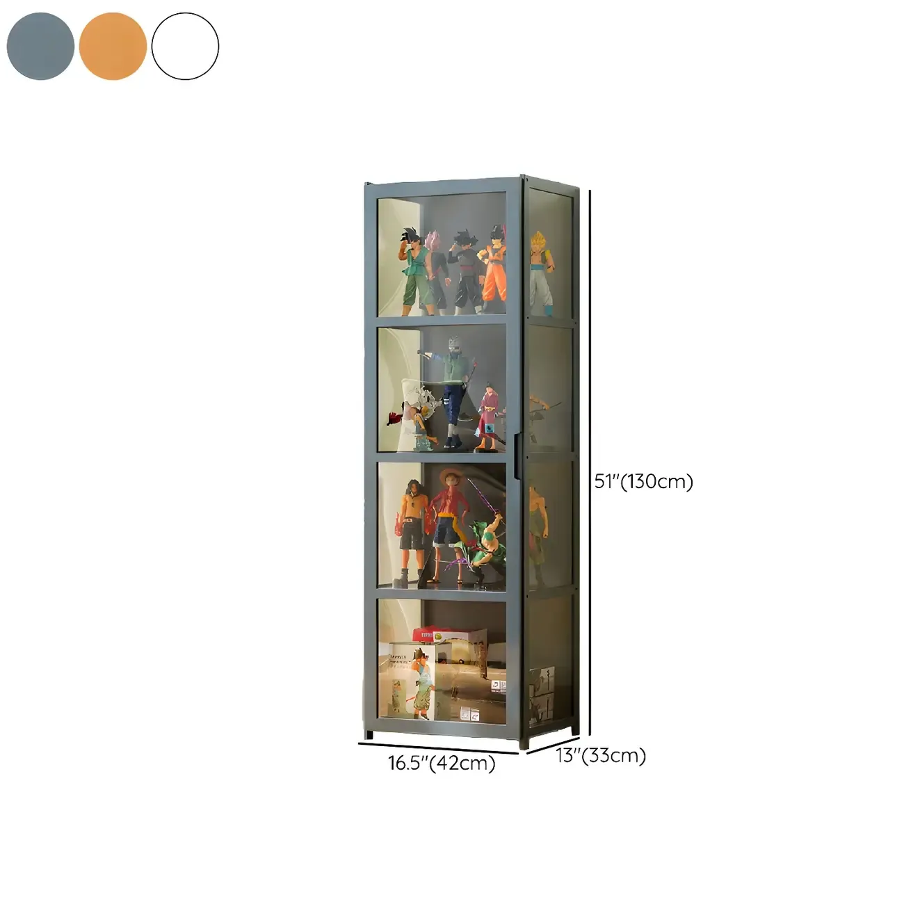 Classic Bamboo Display Cabinet with Acrylic Doors for Home #size