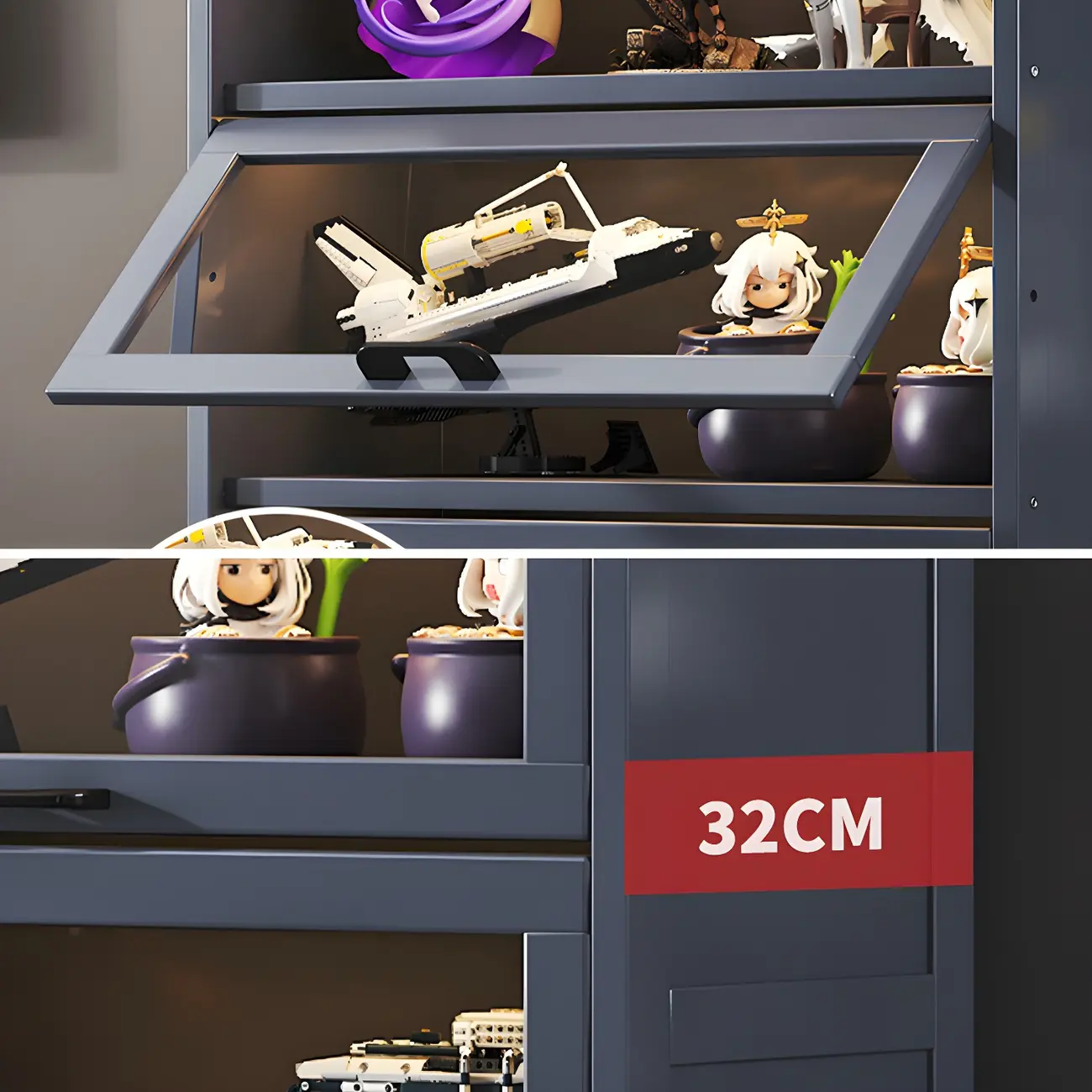 Living Room Modern Gray Bamboo Display Cabinet Image - 6 | homeyfad