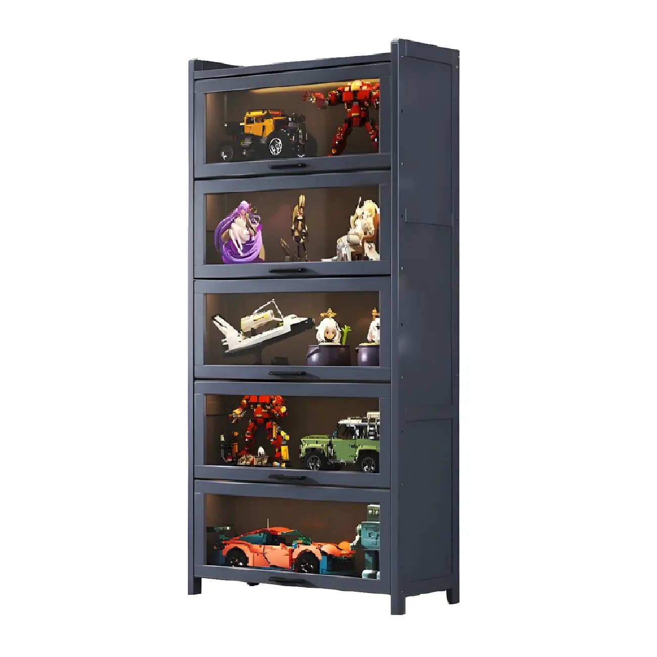 Living Room Modern Gray Bamboo Display Cabinet Image - 7 | homeyfad