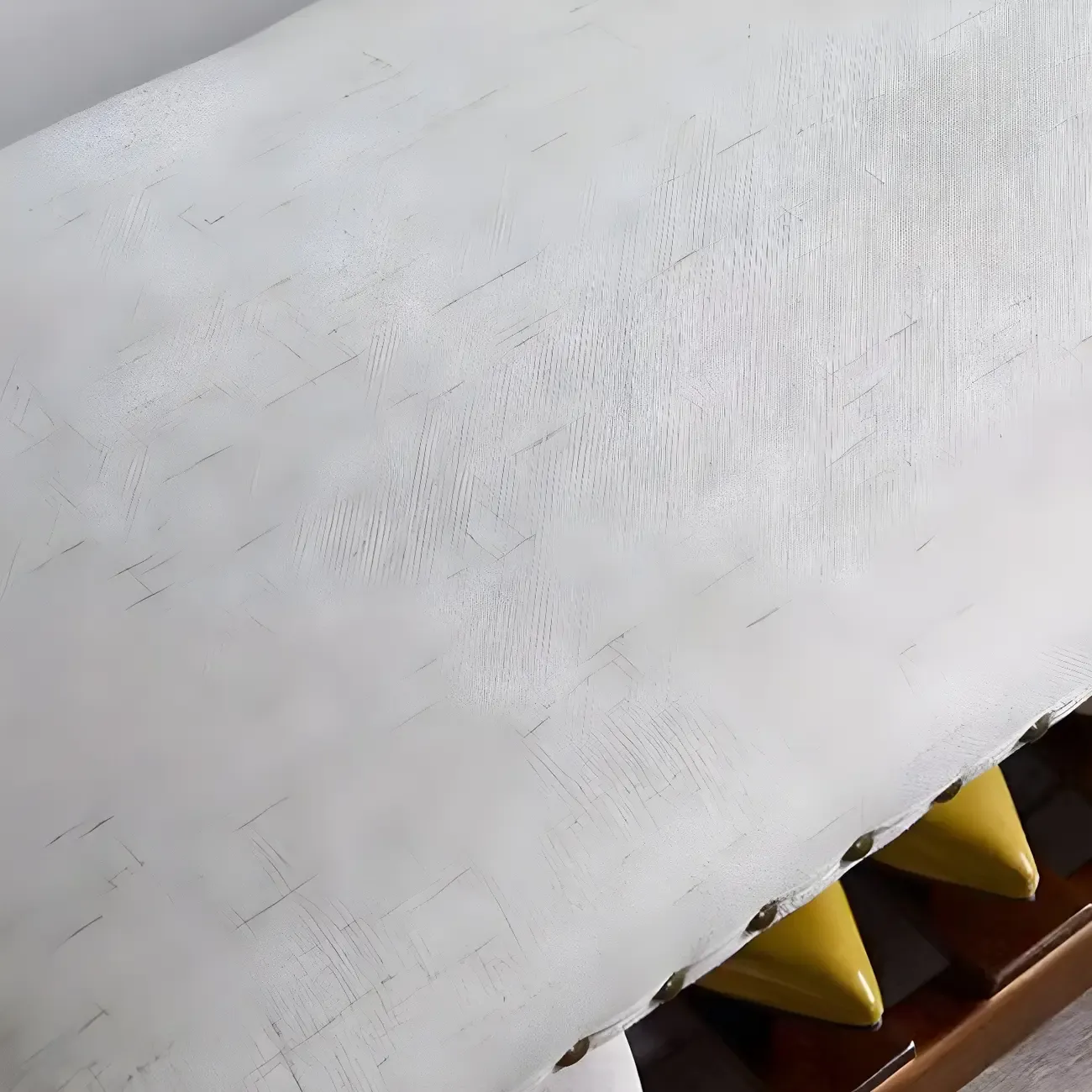 White Modern Upholstered Short Entryway Bench with Shelves Image - 5