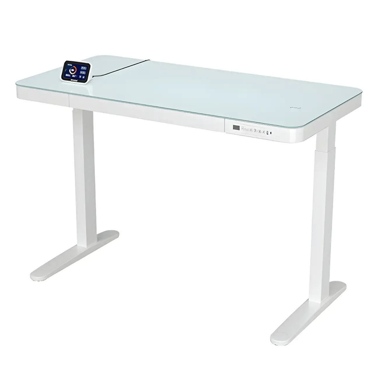 Modern Wooden Height-Adjustable Standing Desk with Glass Top Image - 6