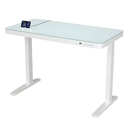 Modern Wooden Height-Adjustable Standing Desk with Glass Top Image - 6
