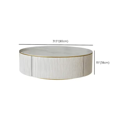 White Round Wood Lift-Top Drawer Coffee Table #size