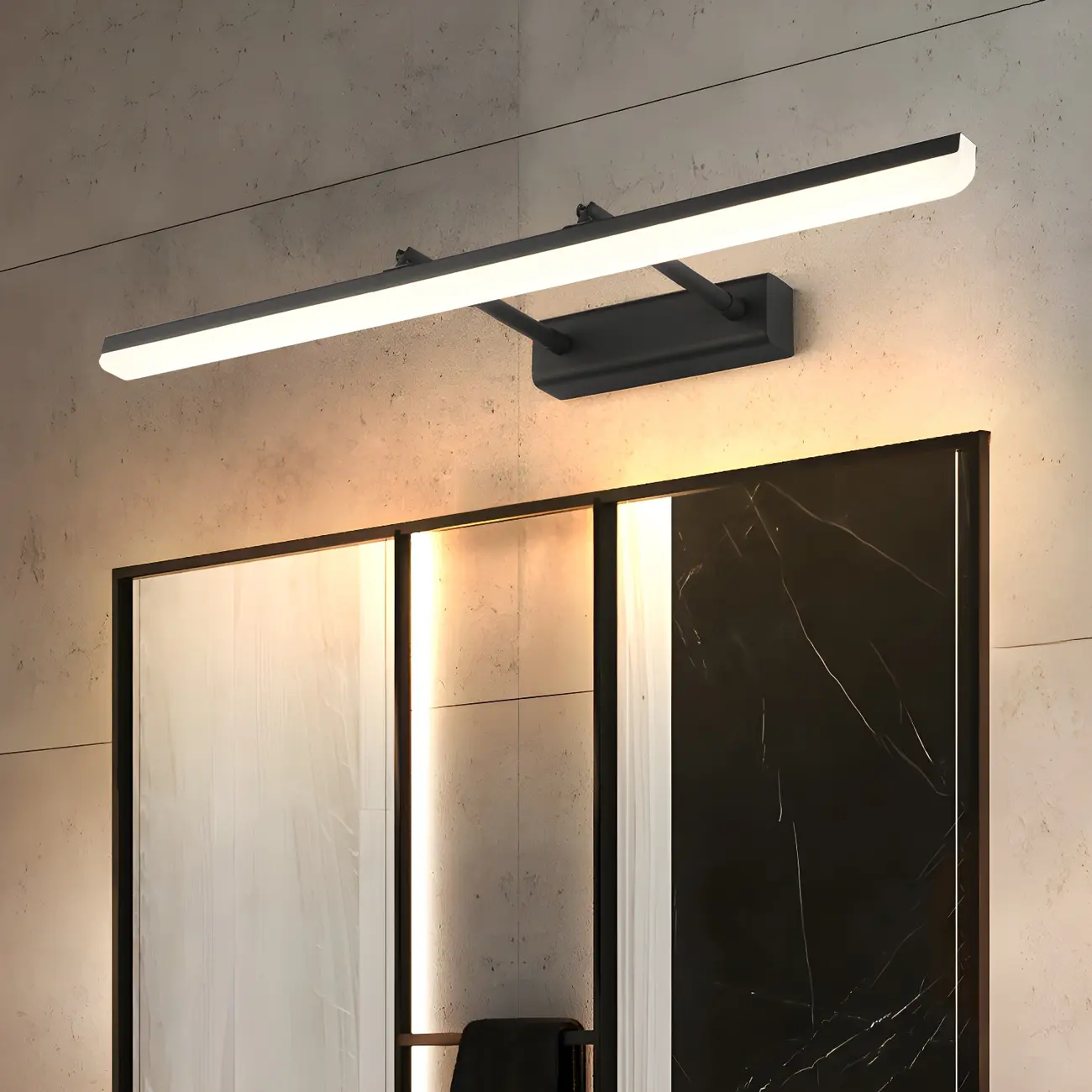 Rectangular Acrylic Black LED Bathroom Vanity Light Image - 1 | homeyfad