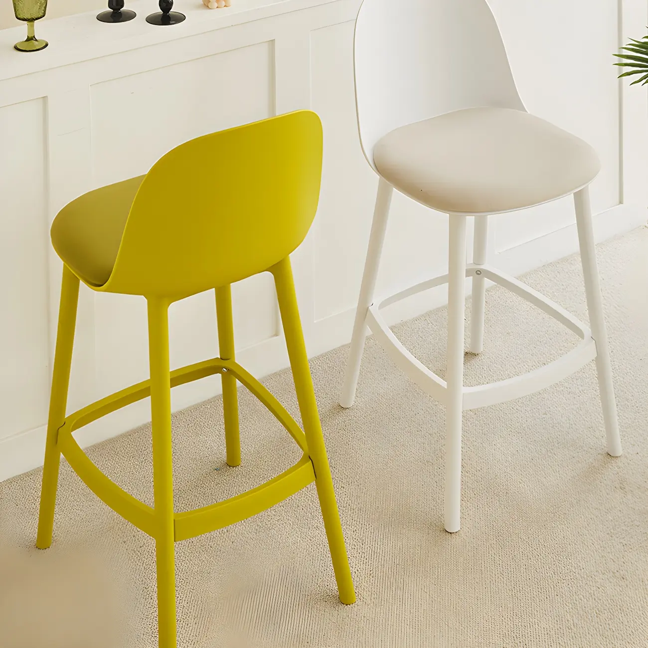 Modern Acrylic Durable Smooth Cushion High Bar Stool Image - 5 | homeyfad
