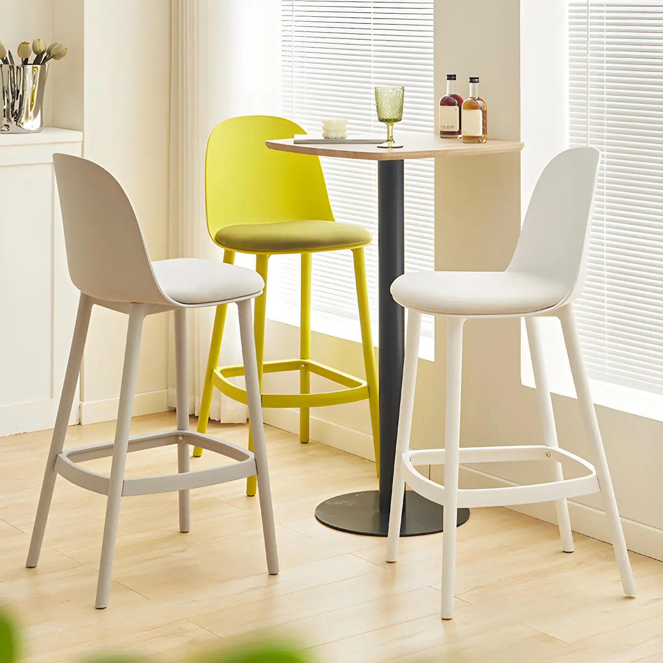Modern Acrylic Durable Smooth Cushion High Bar Stool Image - 1 | homeyfad