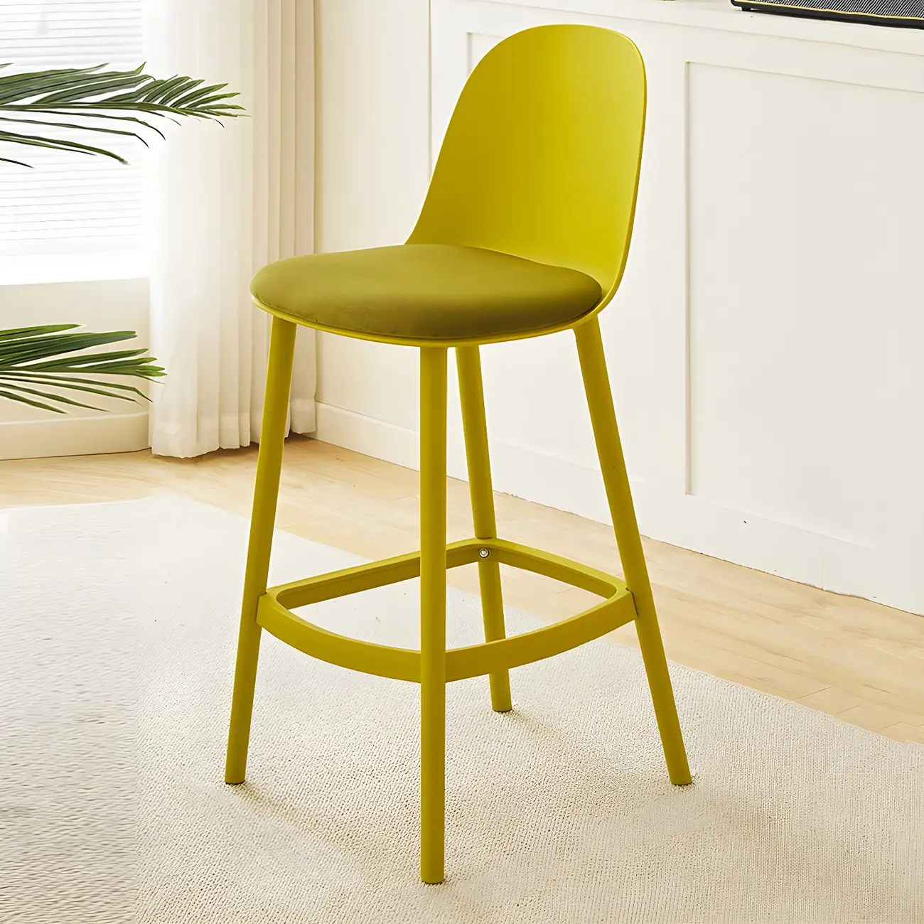 Modern Acrylic Durable Smooth Cushion High Bar Stool Image - 4 | homeyfad