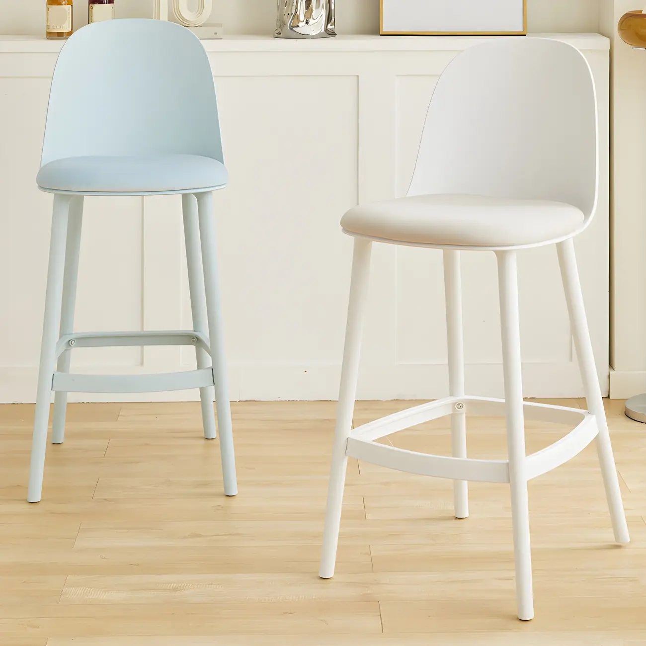 Modern Acrylic Durable Smooth Cushion High Bar Stool Image - 8 | homeyfad