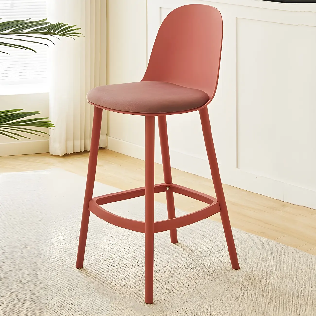 Modern Acrylic Durable Smooth Cushion High Bar Stool Image - 15 | homeyfad