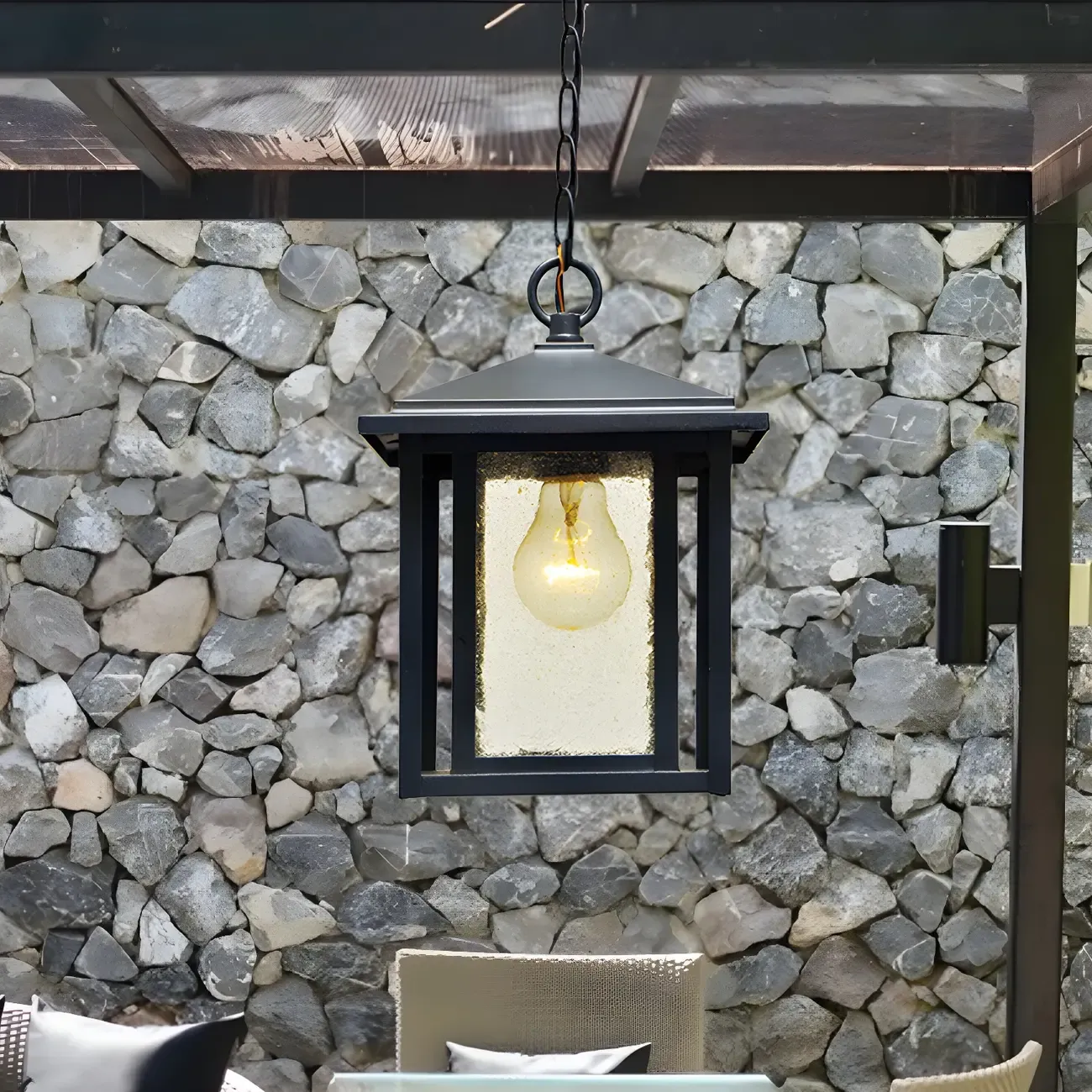 Rustic Black Glass Geometric Outdoor Pendant Lights | HomeyFad