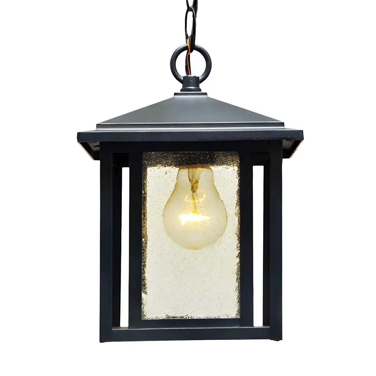 Rustic Black Glass Geometric Outdoor Pendant Lights