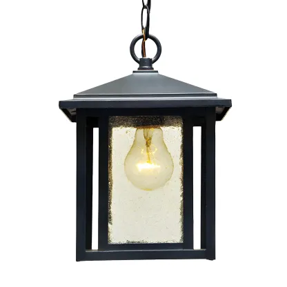 Rustic Black Glass Geometric Outdoor Pendant Lights