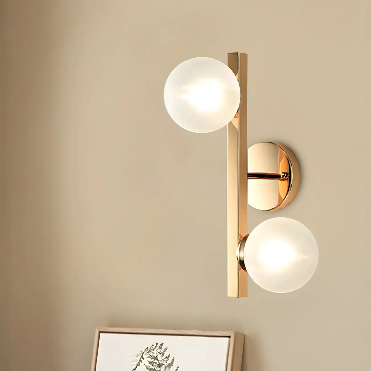 2-Light Globe Brass LED Wall Sconce for Living Room Decor  | homeyfad