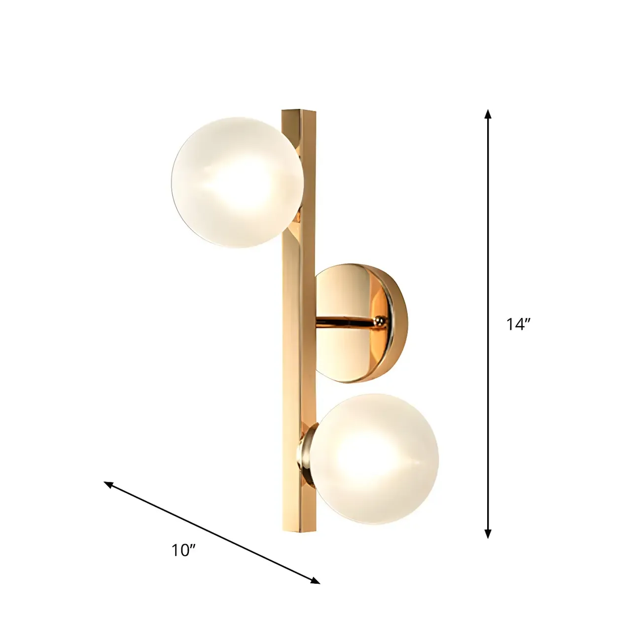 2-Light Globe Brass LED Wall Sconce for Living Room Decor 