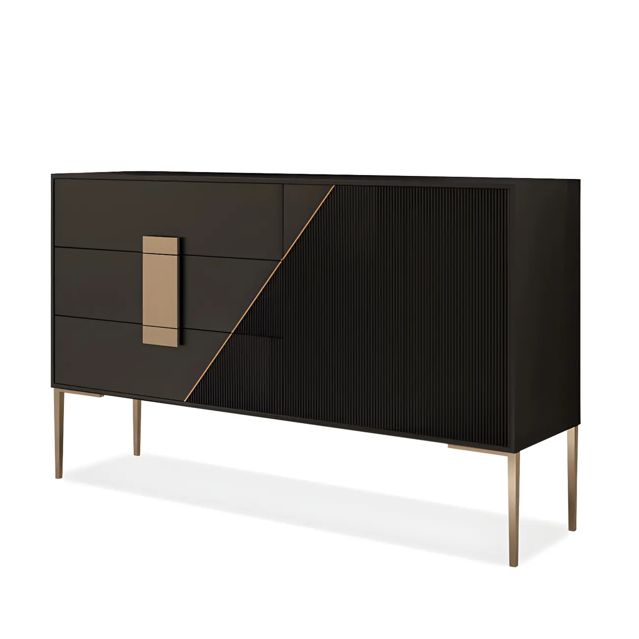 Modern Wooden Dresser with Gold Handles & Soft-Close Drawers Image - 4 | homeyfad