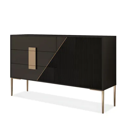 Modern Wooden Dresser with Gold Handles & Soft-Close Drawers Image - 4
