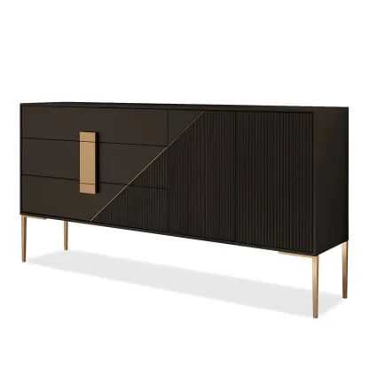 Modern Wooden Dresser with Gold Handles & Soft-Close Drawers Image - 5