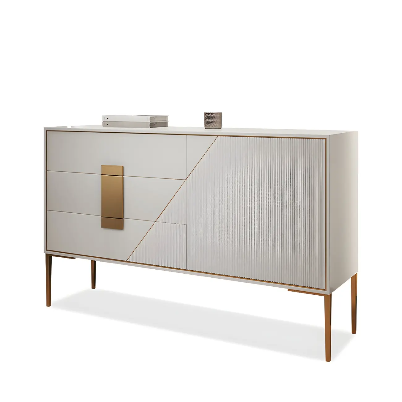 Modern Wooden Dresser with Gold Handles & Soft-Close Drawers Image - 7 | homeyfad