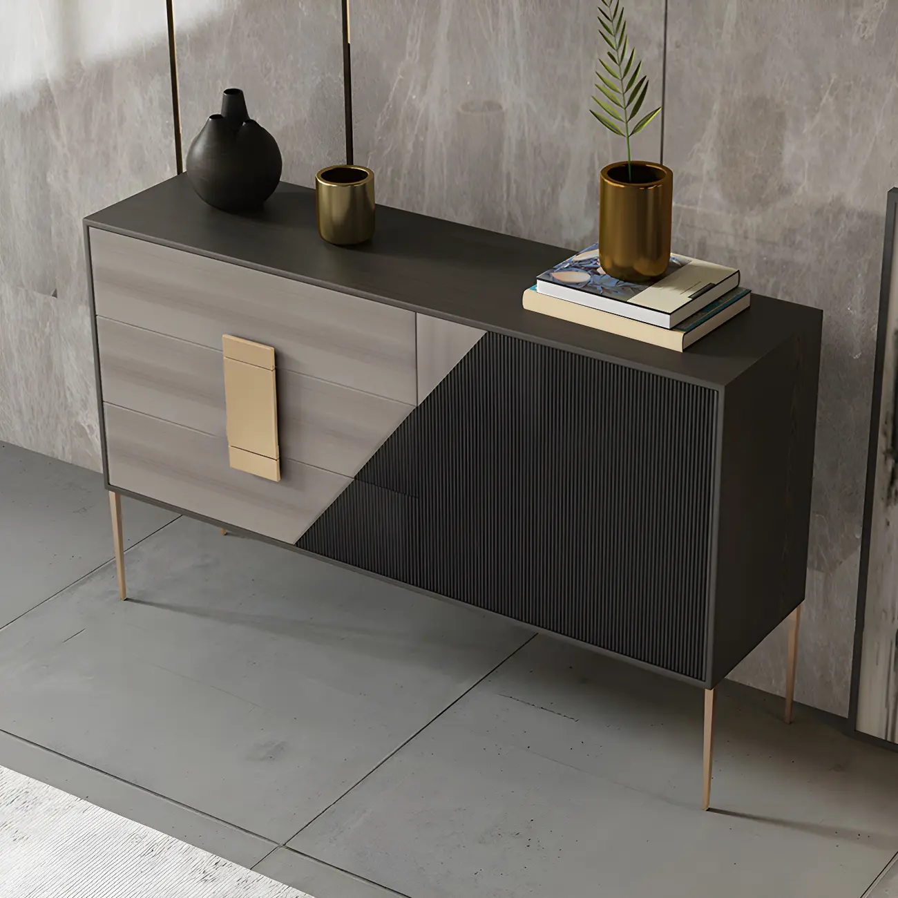 Modern Wooden Dresser with Gold Handles & Soft-Close Drawers Image - 1 | homeyfad