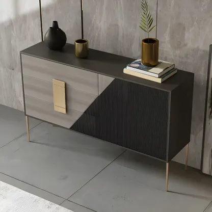 Modern Wooden Dresser with Gold Handles & Soft-Close Drawers Image - 1