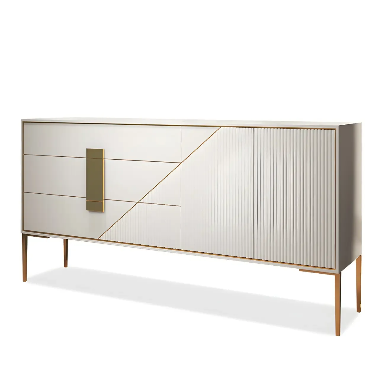 Modern Wooden Dresser with Gold Handles & Soft-Close Drawers Image - 8